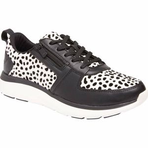 Vionic Leather Lace-Up Sneakers w/Zipper Detail - Remi Animal sz 6.5